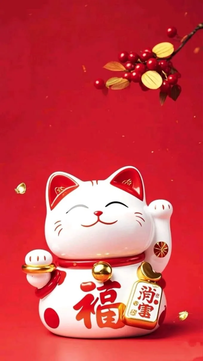 Hình nền mèo thần tài may mắn, tài lộc