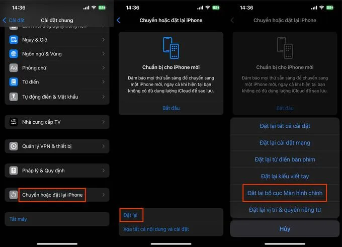 Đặt lại bố cục màn hình điện thoại iPhone