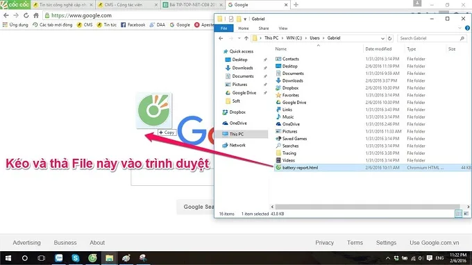 Mở trình duyệt và kéo file dữ liệu để bắt đầu đọc