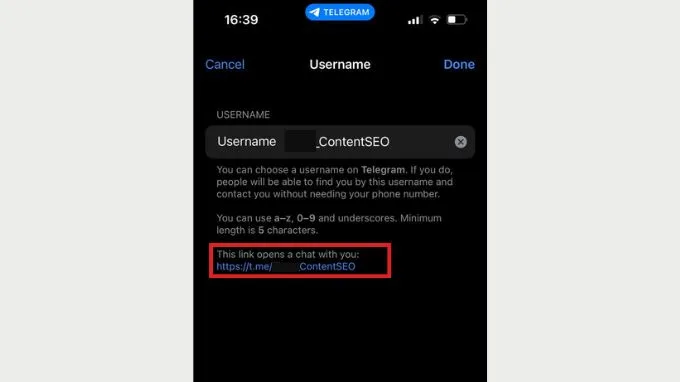 Cách lấy link Telegram của mình