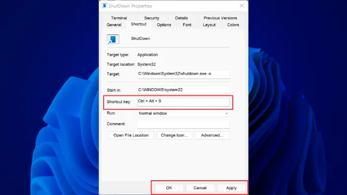 Tắt máy tính bằng bàn phím trên Win 11