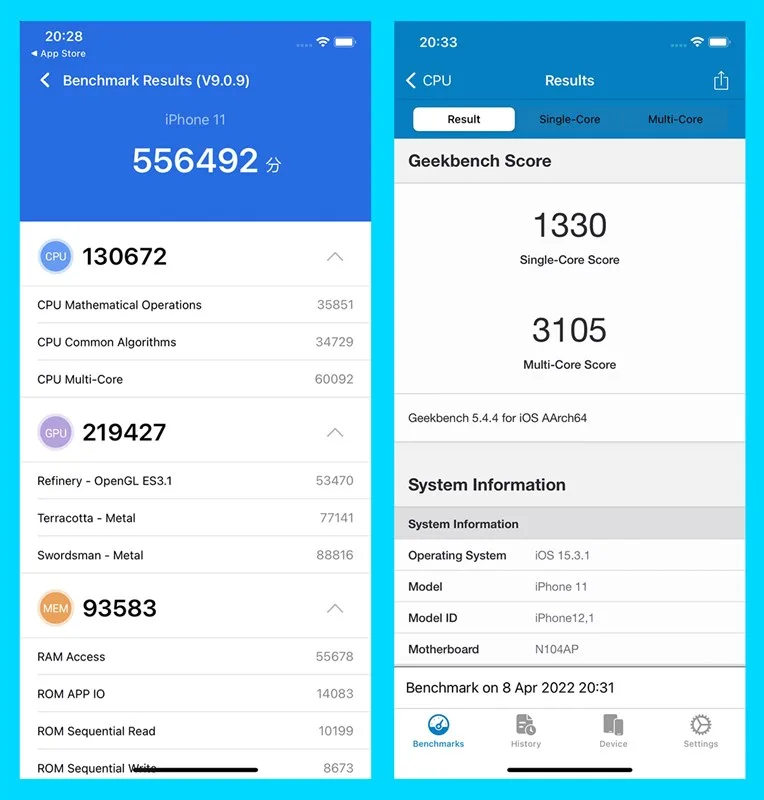 Bài test Geekbench trên iPhone 11