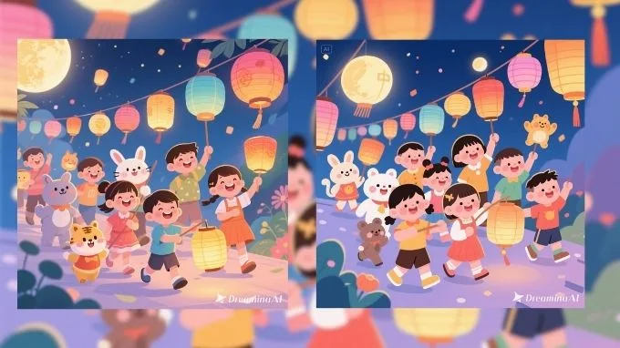 prompt tạo ảnh Trung Thu tranh vẽ
