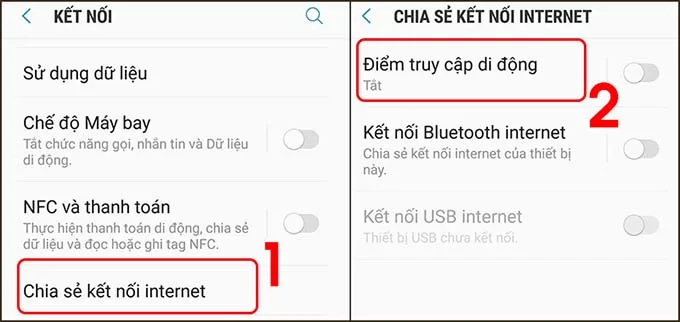 Cách chia sẻ mạng 4G trên điện thoại Samsung
