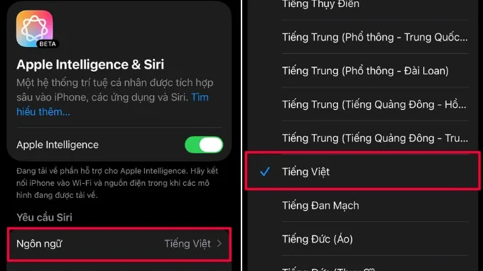 Cách bật Apple Intelligence tiếng Việt trên iPhone