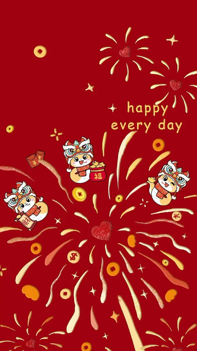 Hình nền Tết hoạt hình, dễ thương