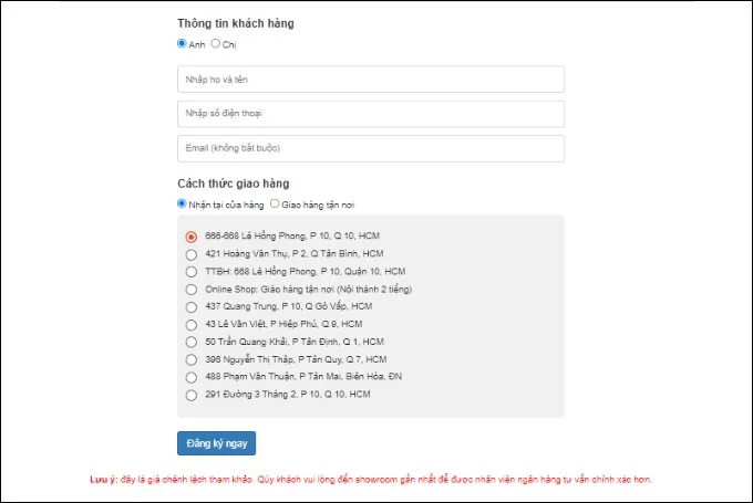 Bước 4 mua điện thoại trả trước 0 đồng trên trang XTmobile.vn