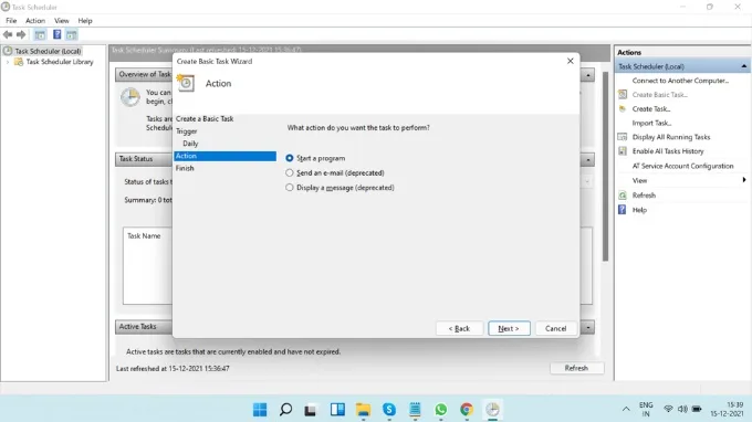 Hẹn giờ tắt laptop Windows 11 bằng Task Scheduler