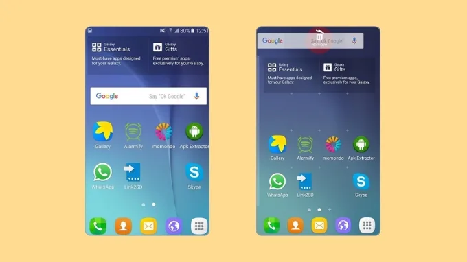 Giữ Thanh tìm kiếm Google, sau đó kéo thanh này vào biểu tượng Thùng rác