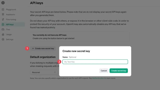 Cách lấy API key của ChatGPT