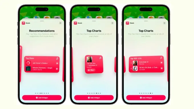 Ứng dụng Apple Music được bổ sung Widget trên iOS 17 beta 2