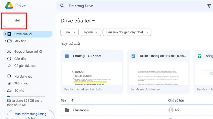 Bước 1 của cách chèn file Word vào Google Sheets