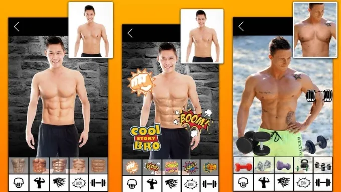 Six Pack Abs Photo Editor tập trung vào khả năng thêm các mẫu cơ bụng có sẵn lên ảnh một cách nhanh chóng