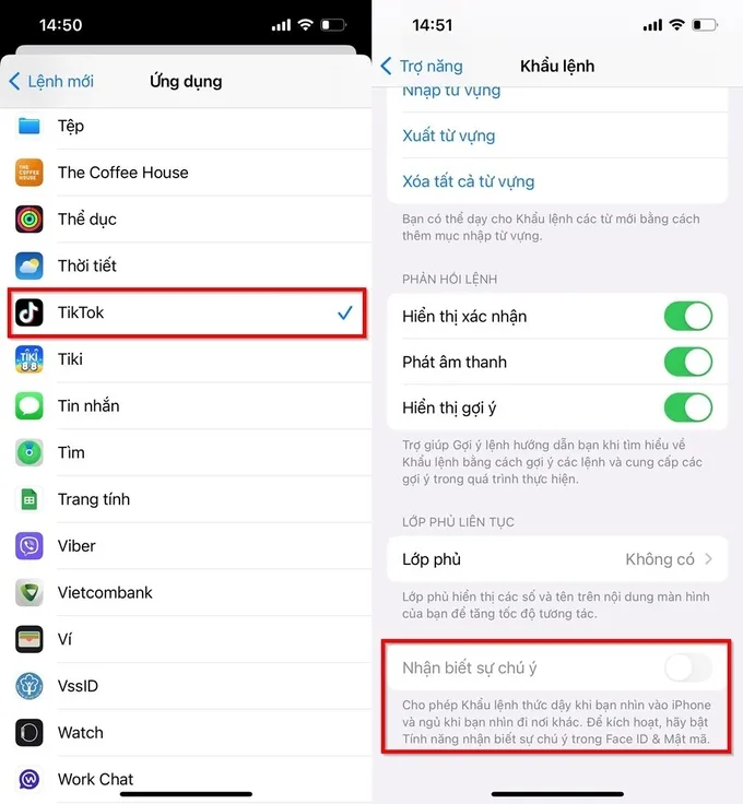 Chọn ứng dụng TikTok và nhấn Lưu để thiết lập tính năng