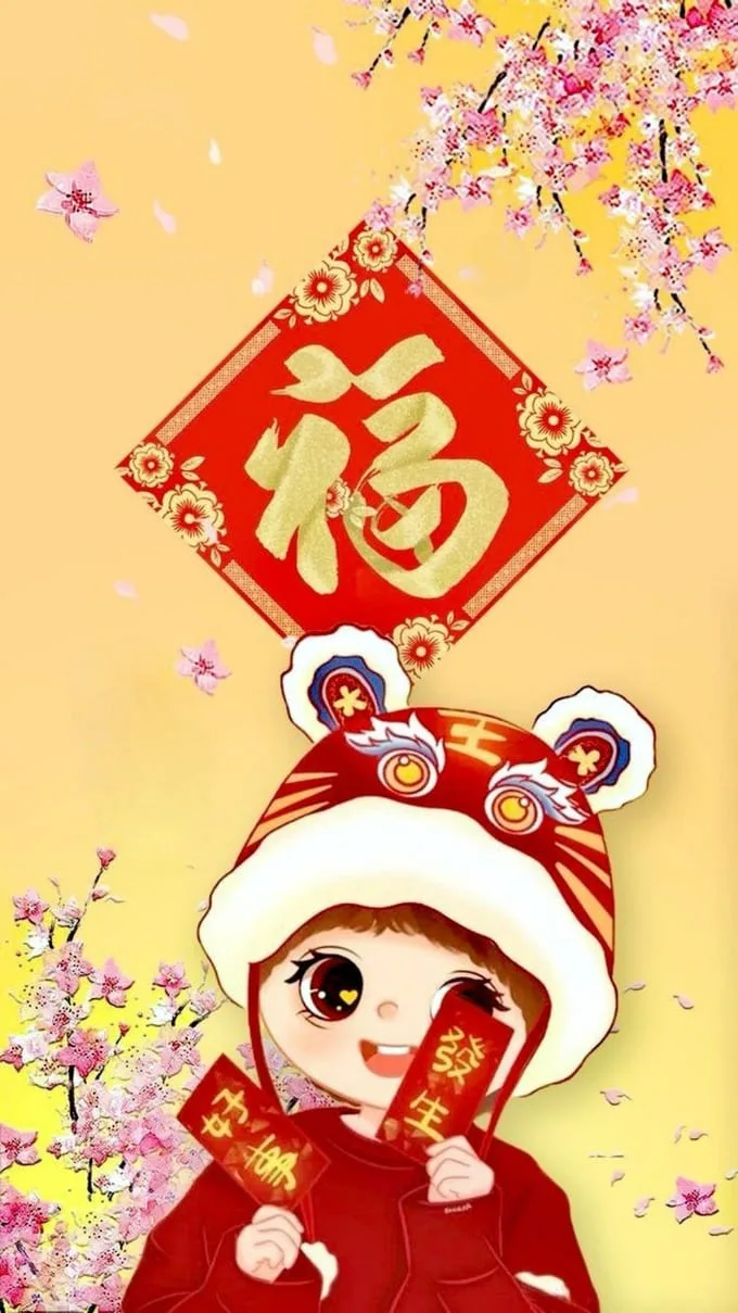 Hình nền Tết hoạt hình, dễ thương