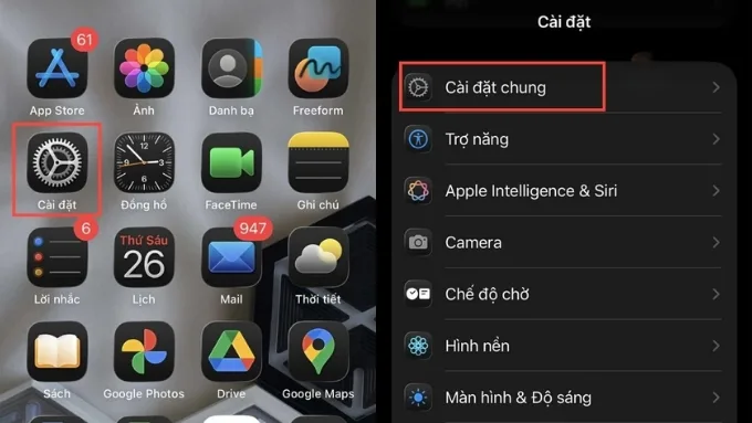 Vào Cài đặt trên iPhone