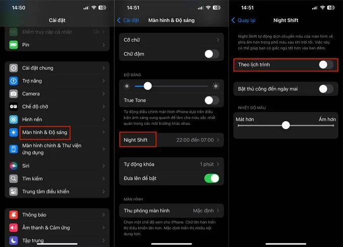 Tắt chế độ Night Shift iPhone