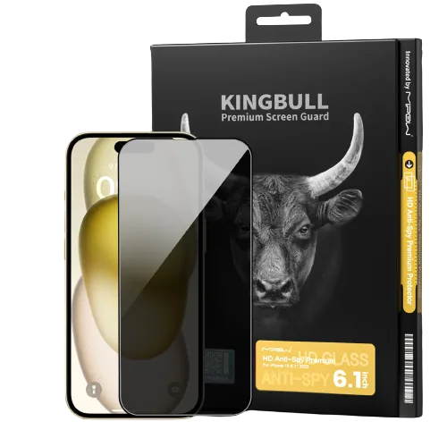 Kính cường lực chống nhìn trộm Mipow Kingbull Anti-Spy HD Premium iPhone 15 Pro - hình ảnh sản phẩm