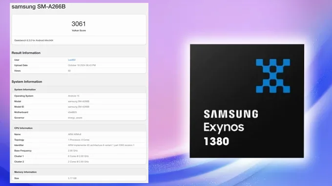 cấu hình của Galaxy A26 5G 256GB Cty