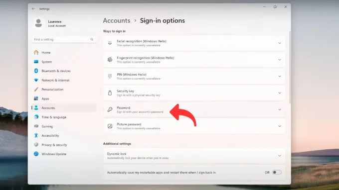 Cách đặt mật khẩu máy tính Win 11 bằng Windows Settings
