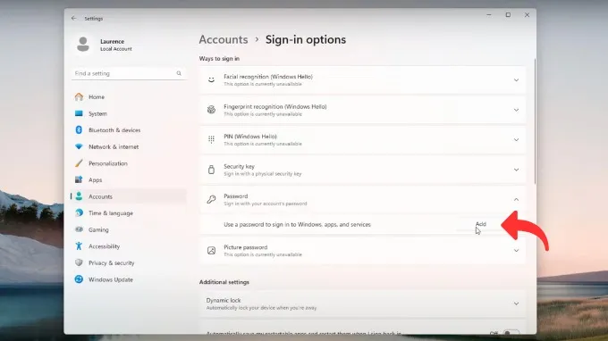 Cách đặt mật khẩu máy tính Win 11 bằng Windows Settings