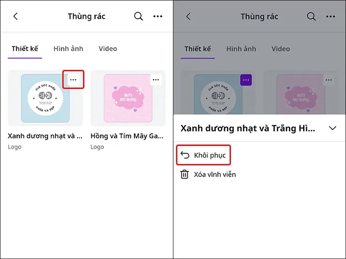 Tham khảo ngay cách khôi phục dữ liệu bị xóa trên Canva cực đơn giản: Bước 2