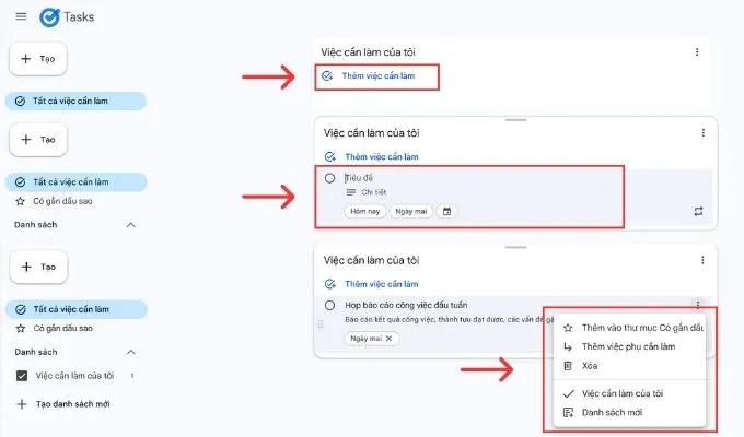 Hướng dẫn cách thêm và chỉnh sửa công việc trên Google Tasks