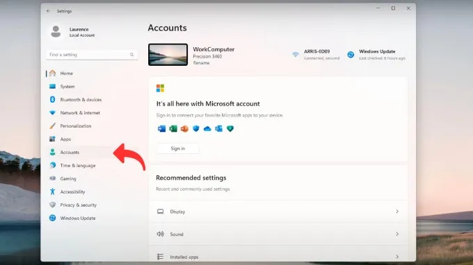 Cách đặt mật khẩu máy tính Win 11 bằng Windows Settings